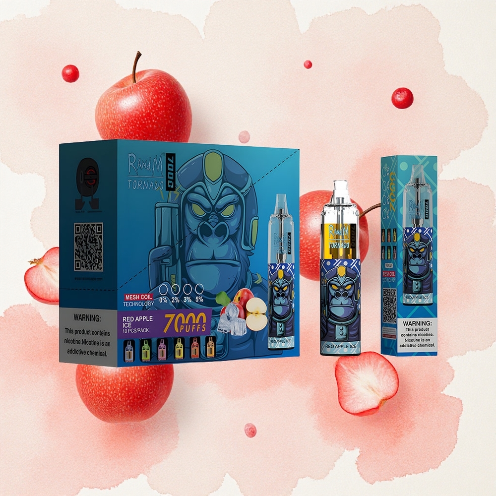 Κόκκινο Μήλο Πάγο Fumot Tornado 7000 Puffs RGB Light Greece wholesale