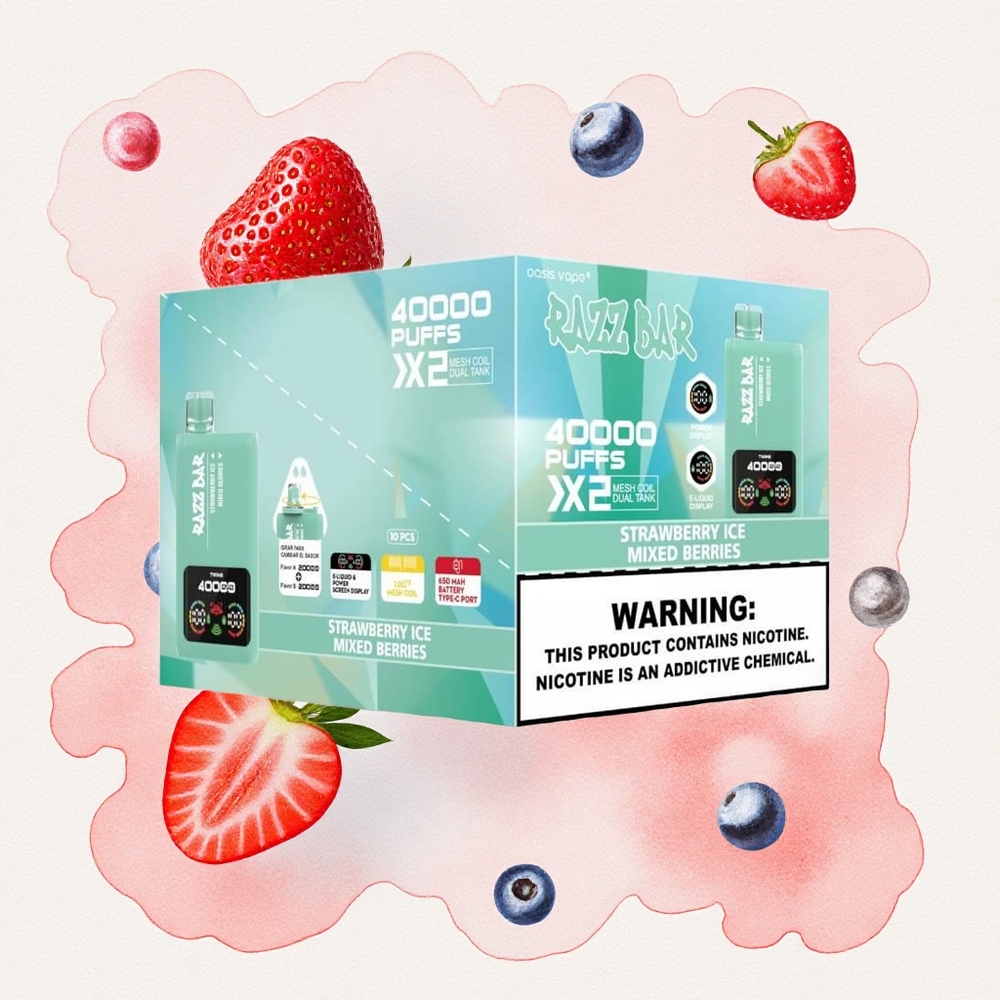 Φράουλα Πάγος_Μικτά Μούρα Razz Bar 40000 Puffs 1.0Ω 2 Greece wholesale