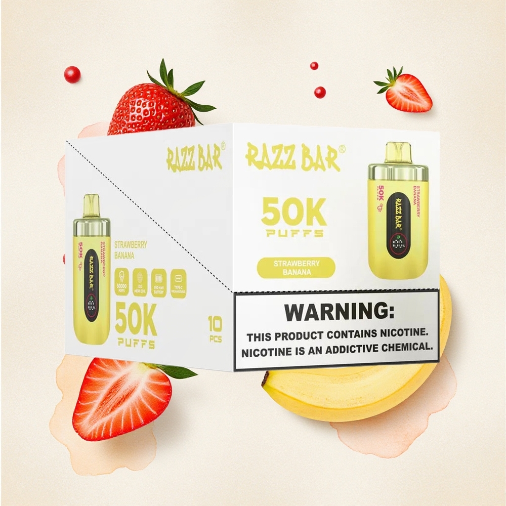 Φράουλα Μπανάνα Razz Bar 50K Puffs 1.0 Ohm Greece wholesale