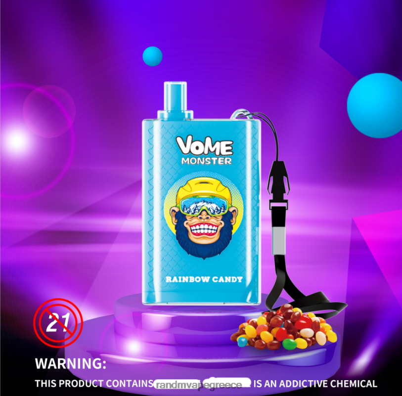 RandM Vape Store | RandM Vome Monster RL040277 Συσκευή vape pod 10000 ελέγχου ροής αέρα 1 τεμ πλούσιος πάγος