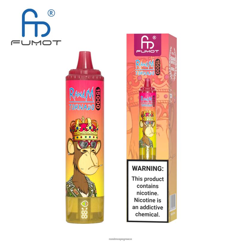 RandM Vape Shop | Fumot RandM Tornado RL04055 Συσκευή 15000 vape με μπαταρία και οθόνη ejuice έκδοση 3 μπανάνα φράουλα