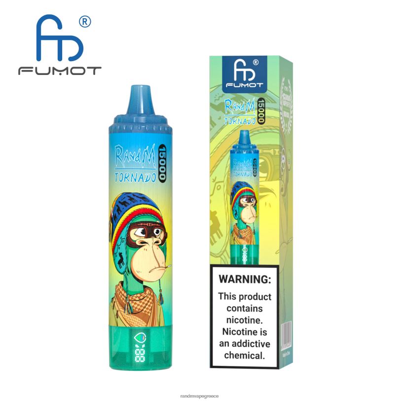 RandM Vape Shop | Fumot RandM Tornado RL04055 Συσκευή 15000 vape με μπαταρία και οθόνη ejuice έκδοση 3 μπανάνα φράουλα
