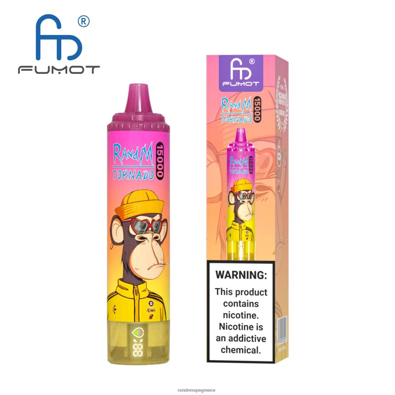 RandM Vape Store | Fumot RandM Tornado RL04057 Συσκευή 15000 vape με μπαταρία και οθόνη ejuice έκδοση 3 λεμονάδα καρπούζι φράουλα