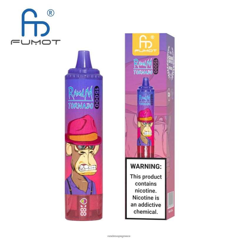 RandM Vape Store | Fumot RandM Tornado RL04057 Συσκευή 15000 vape με μπαταρία και οθόνη ejuice έκδοση 3 λεμονάδα καρπούζι φράουλα