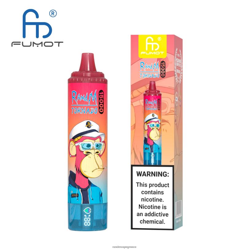 RandM Vape Store | Fumot RandM Tornado RL04057 Συσκευή 15000 vape με μπαταρία και οθόνη ejuice έκδοση 3 λεμονάδα καρπούζι φράουλα